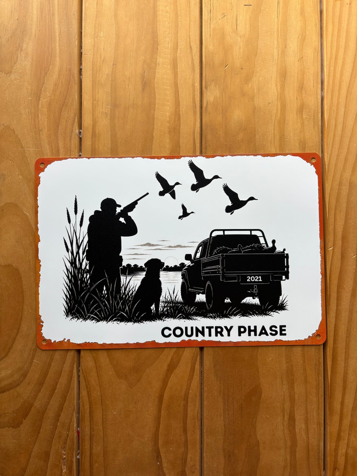 Country Phase Duck Shooting Aluminium Sign
