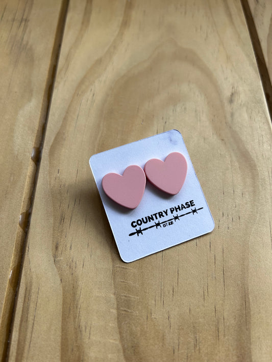 Country Phase Pink Heart Earrings