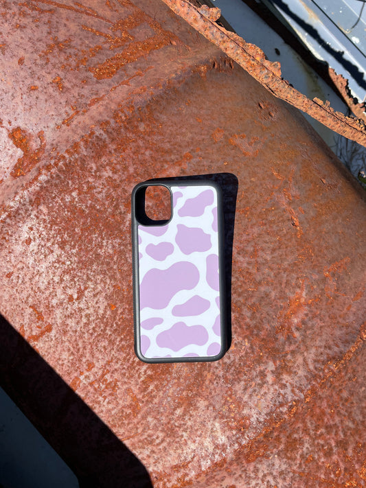 Country Phase Purple Cow Print Phone Case