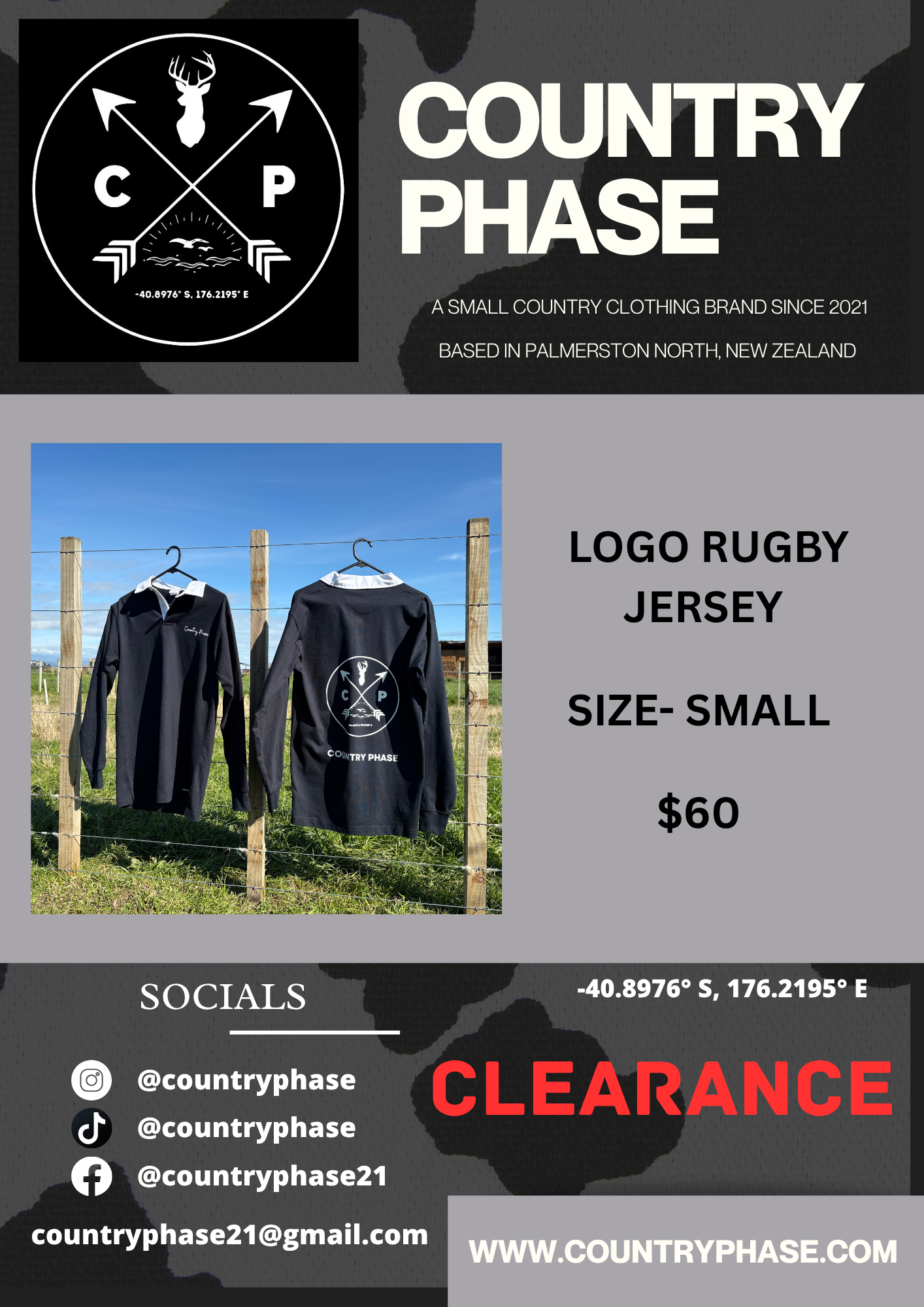 COUNTRY PHASE CLEARANCE - logo rugby jersey